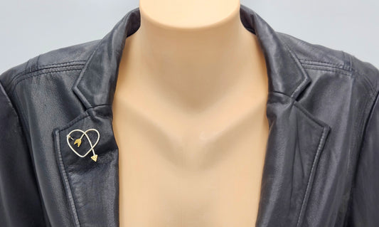 Superb Designer Sydney Lynch Sterling & 22k Gold Heart Shaped Arrow Brooch, silver, multicolor, sterling silver - image 2 of 8