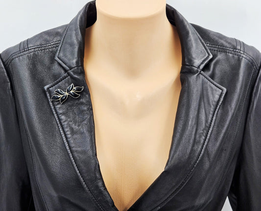 Aksel Holmsen Jewelry Aksel Holmsen 925 Goldtone Sterling Silver Black Enamel Brooch/Pin Norway 6.6 grams C. 1950's