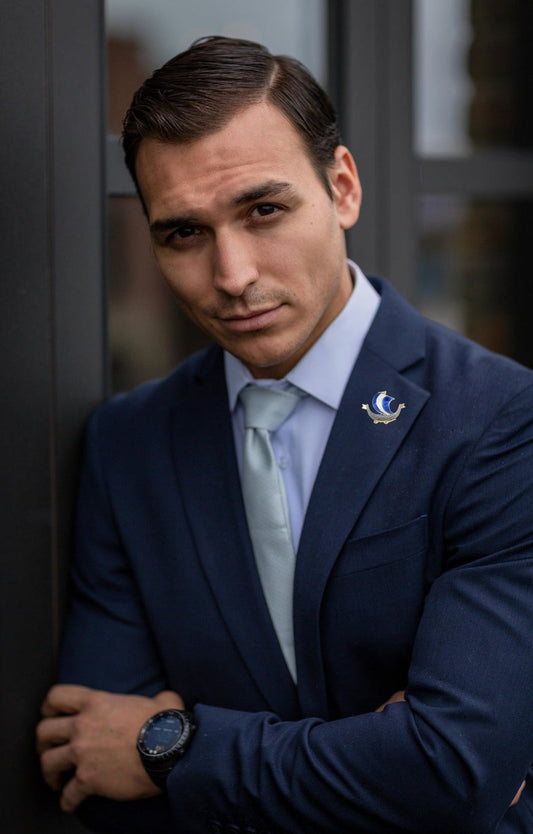 Aksel Holmsen Jewelry Aksel Holmsen Norway Sterling Enamel VIKING Longboat Lapel Pin C. 1950's