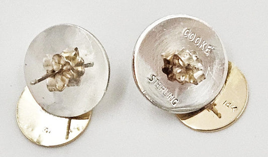 Betty Cooke Jewelry Superb Designer Betty Cooke 3D Modernist Sterling 14K Disc Earrings 1960s