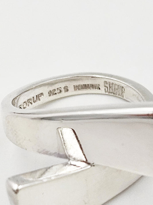 Borup Jewelry Danish Designer S Borup Sterling Silver Cocktail Ring 1960's