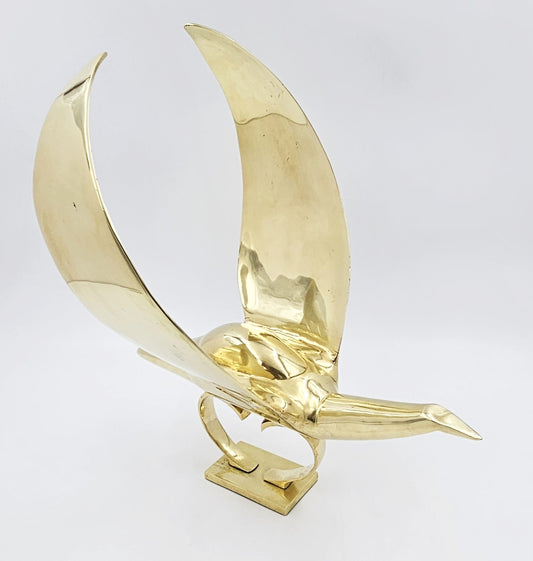 Dolbi Cashier Sculpture Dolbi Cashier Modernist Brass Dove Bird 20" Sculpture Statue Circa 1980
