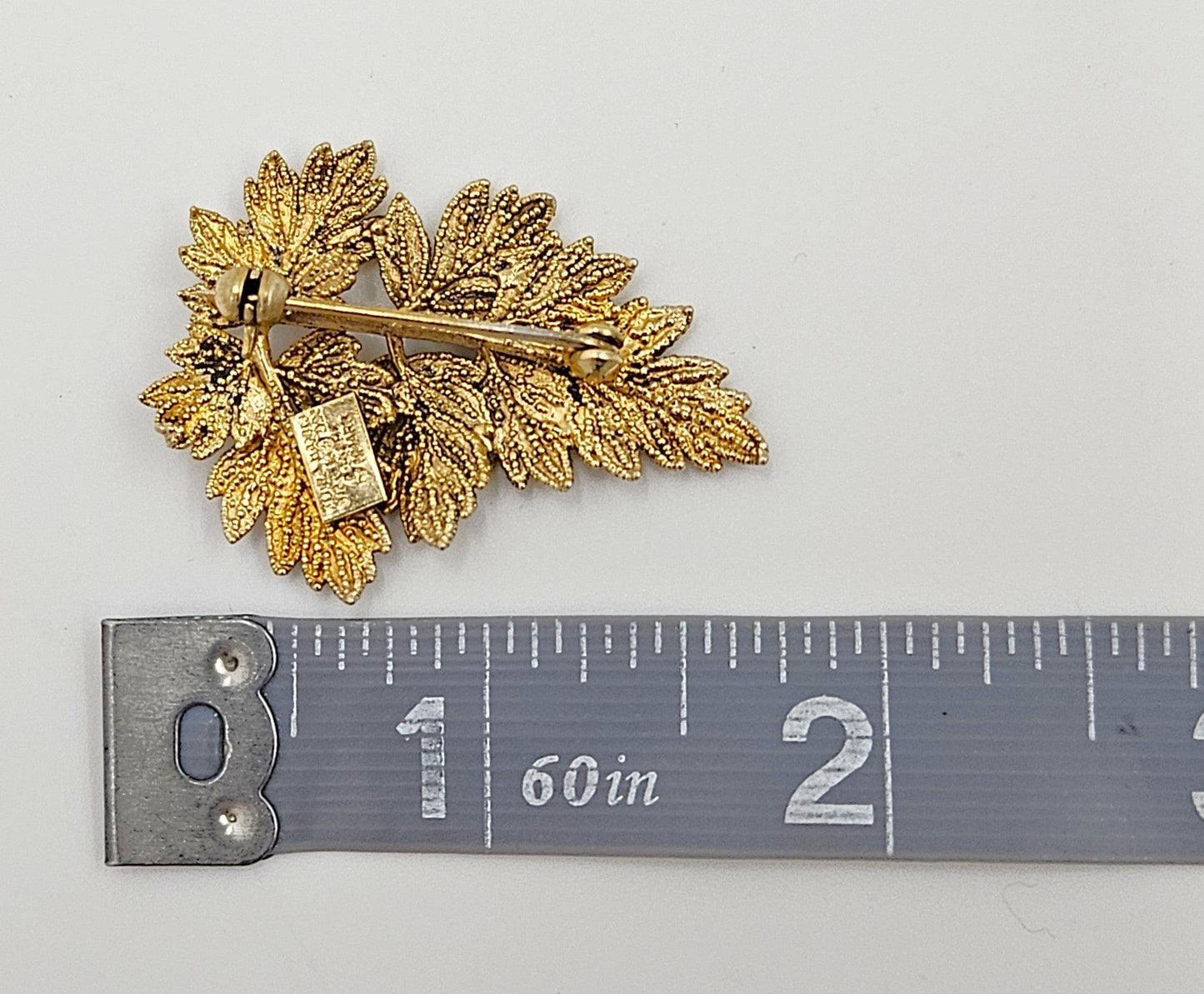 Flora Danica Jewelry Flora Danica Denmark 24K Gold Sterling Leaf Brooch Pin Pendant Circa 1950s