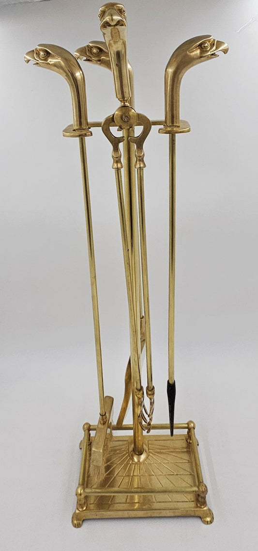 George Nelson Howard Miller Fireplace Tools MCM Brass American Bald Eagle Fireplace Tools