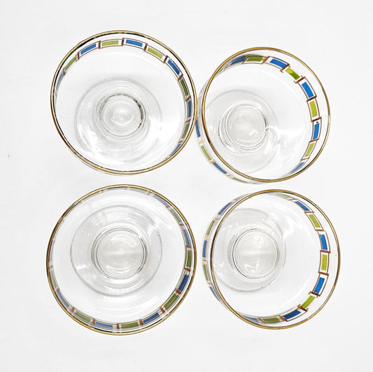 Libbey Serveware MCM Libbey Nordic Pattern Set 4 Footed Sherbet Bowls Barware Coupes 1950's