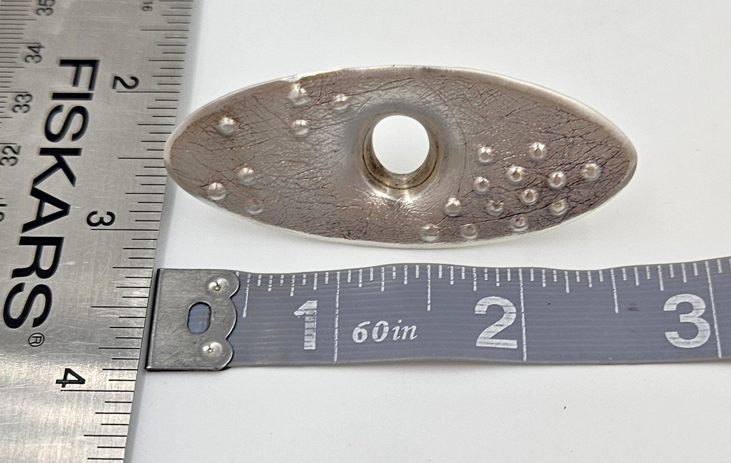 RG Sterling Jewelry Superb Designer Signed RG Sterling Textured Face Modernist Statement Ring