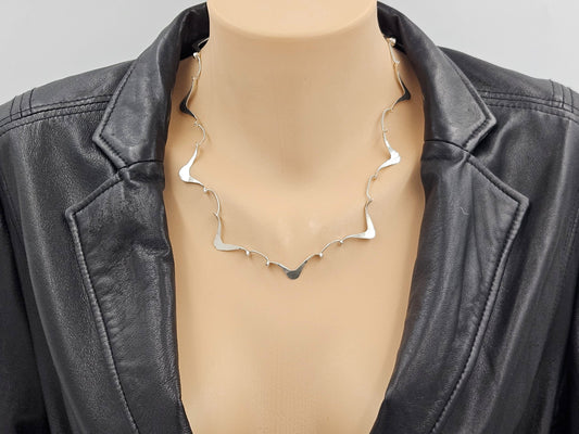 Simba Jewelry Sterling Abstract Modernist Necklace Signed Simba