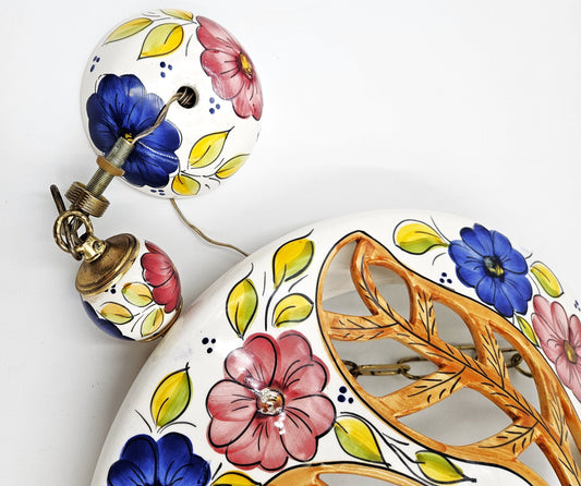 Unbranded Lighting Unbranded Floral Hanging Pendant Light Ceramic Colorful