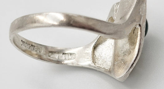 Ibsen & Weeke Jewelry Danish Ibsen & Weeke Sterling Green Chalcedony Brutalist Modernist Ring 1960s