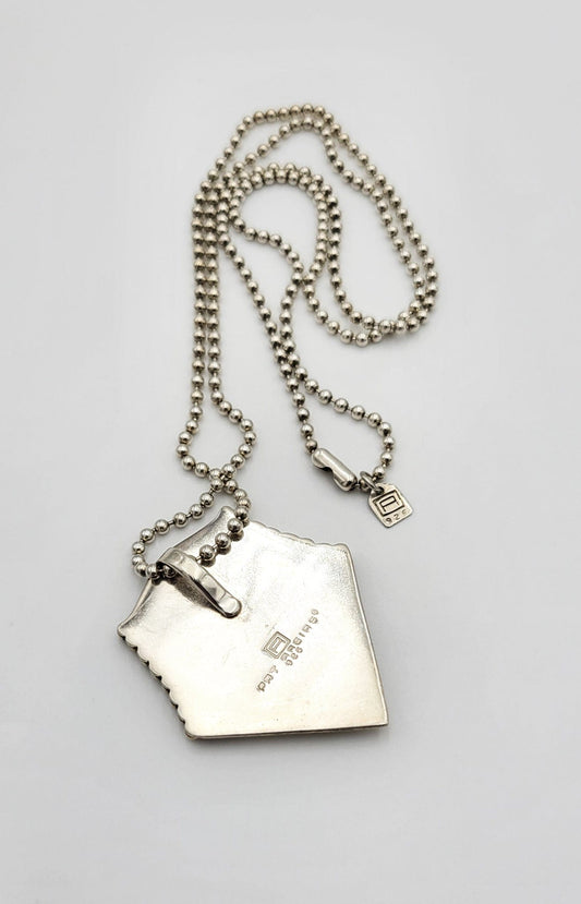 Pat Areias Jewelry Vintage Designer Pat Areias Sterling Silver Basket Weave Pendant Necklace