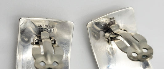Paul Lobel Jewelry Rare NY Designer Paul Lobel Sterling Silver Modernist Earrings Circa 1950s