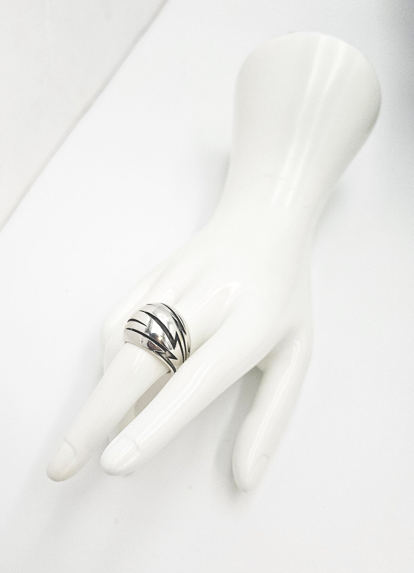 UK Designer William Cheshire Modernist Sterling Lightning Bolt Dome Ring 2015, silver, geometric, sterling silver - image 2 of 10