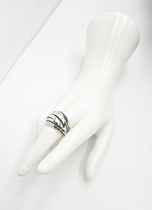 UK Designer William Cheshire Modernist Sterling Lightning Bolt Dome Ring 2015, silver, geometric, sterling silver - image 2 of 10