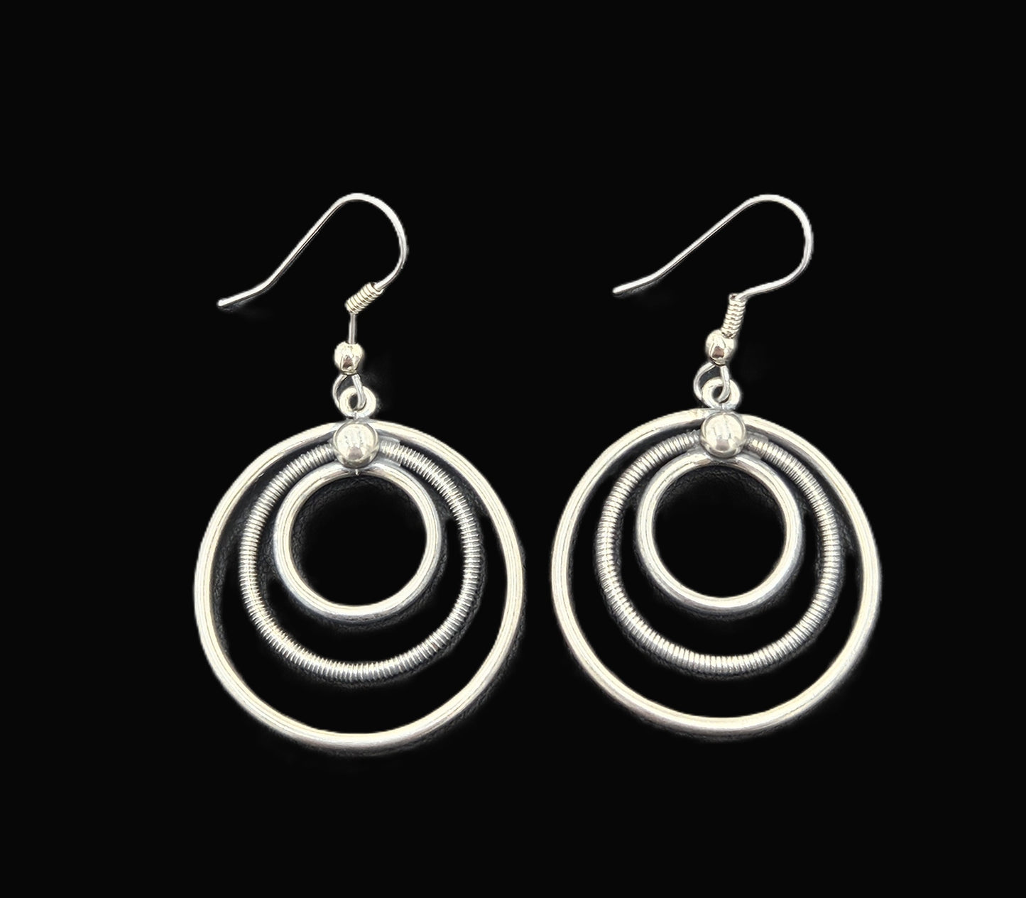 Eivind Knud Petersen Denmark Sterling Modernist Circles Dangle Earrings 50s, multicolor, silver, geometric - image 1 of 10