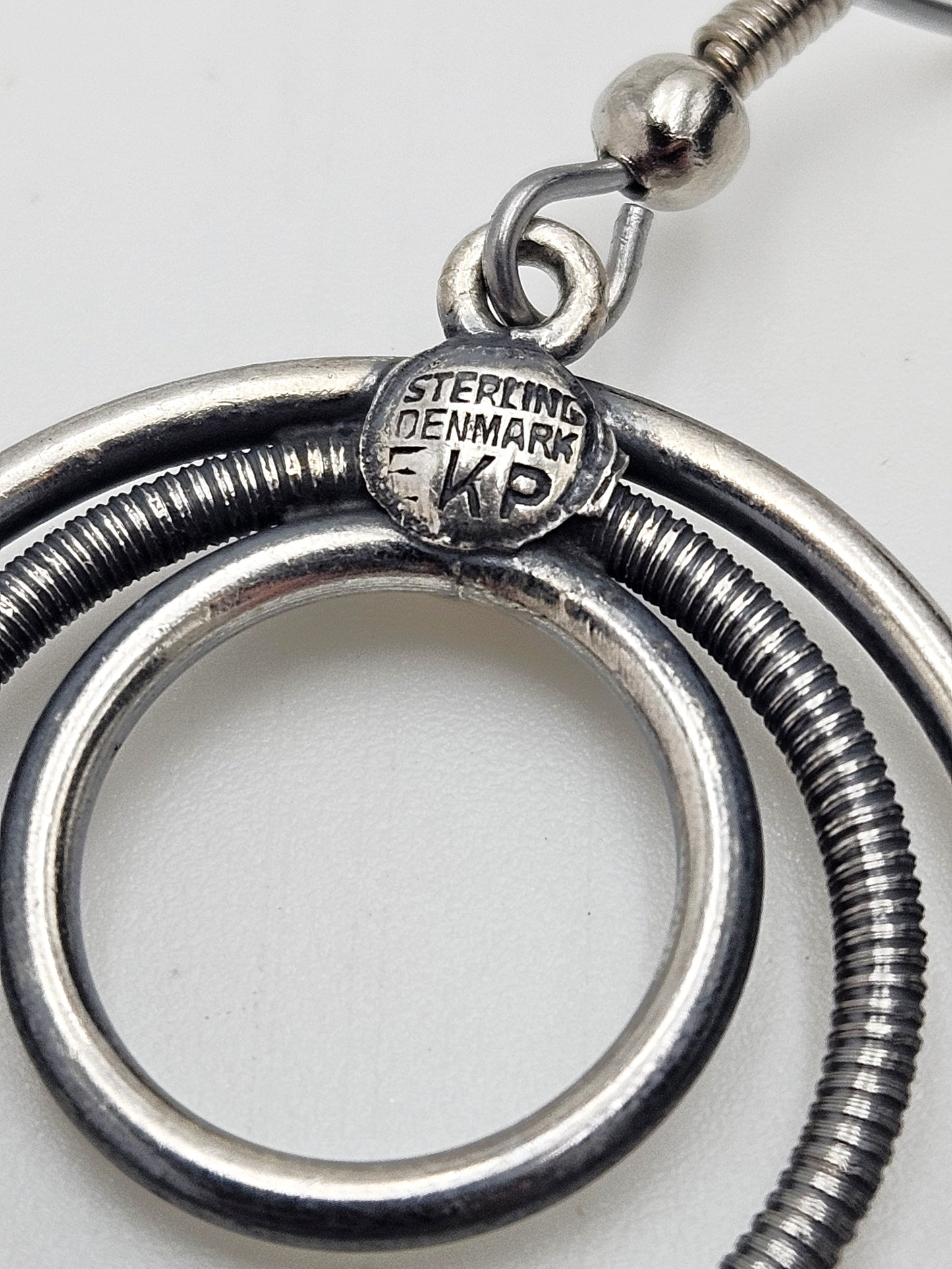 Eivind Knud Petersen Denmark Sterling Modernist Circles Dangle Earrings 50s, multicolor, silver, geometric - image 5 of 10