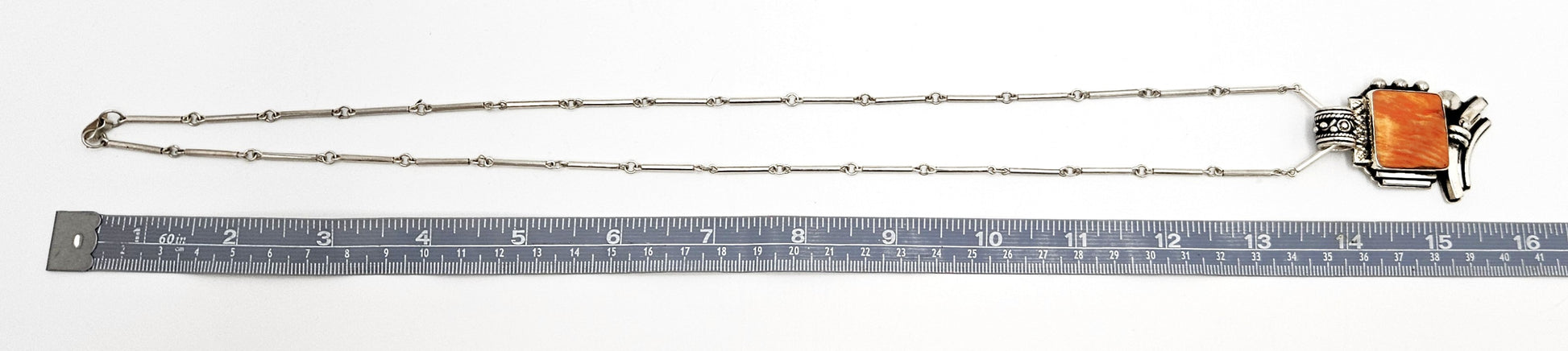 OOAK Victor Yurivilca Sterling Spiny Oyster Abstract Large Statement Necklace, silver, multicolor, orange - image 9 of 9