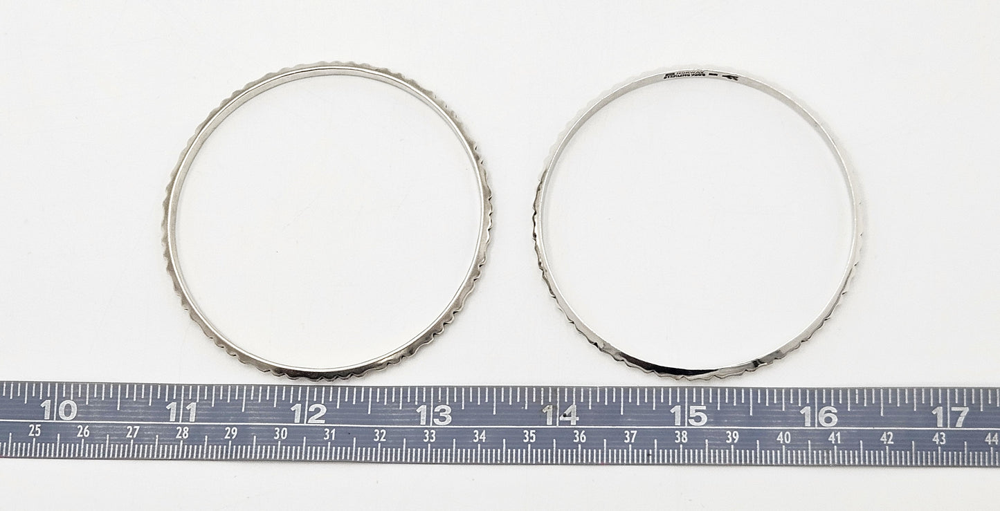Norway+ Designs Erling Christoffersen Rare Set/2 Sterling Ridged Bangles 1960s, silver, black, sterling silver - image 6 of 6