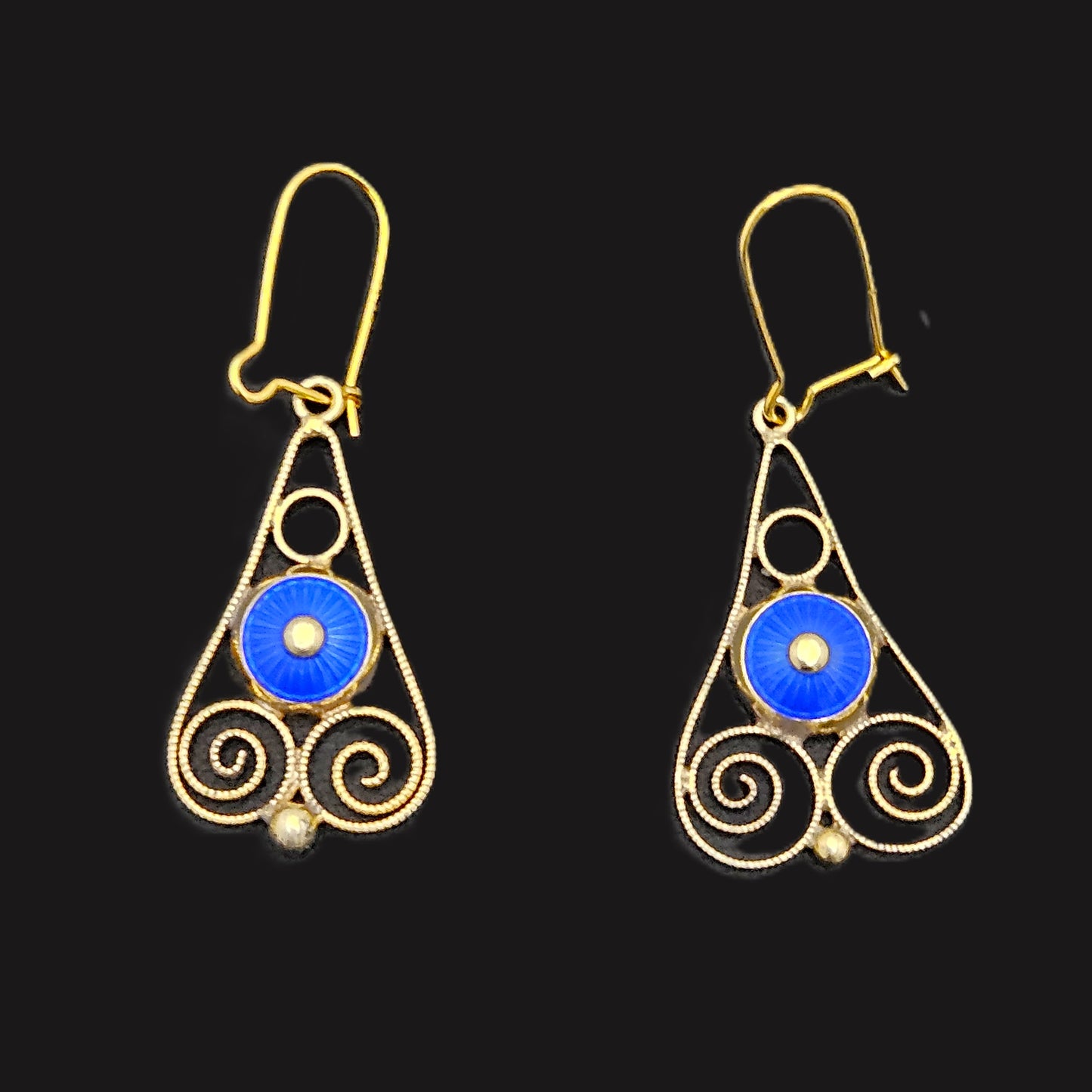Aksel Holmsen Norway sterling silver Guilloche enamel Earrings Circa 1920/30s, view 1 of 4