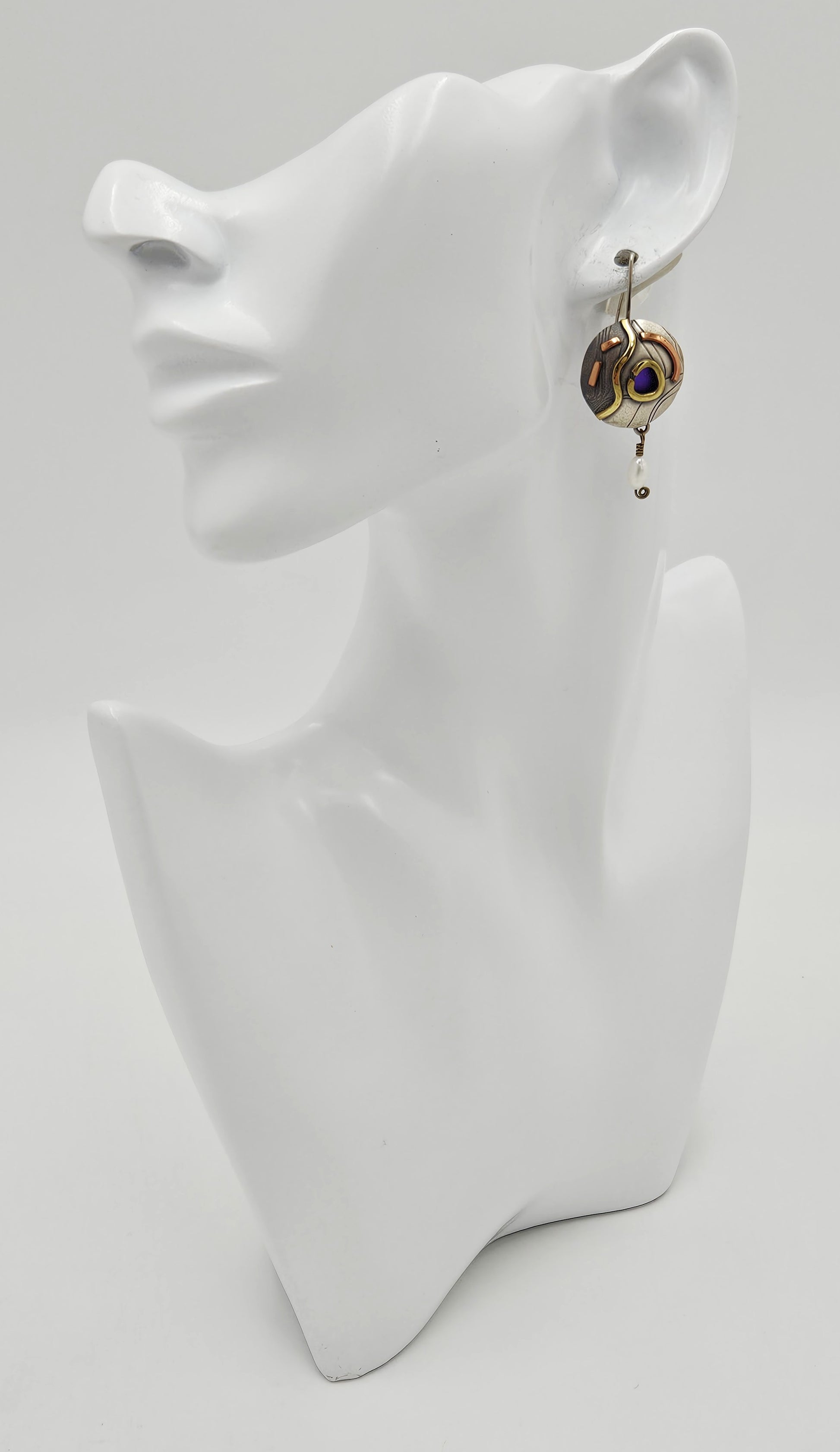 Susan M Buckley Sterling Metals Gems Modernist Necklace & Earrings Set 96/99, multicolor, sterling silver, copper - image 3 of 10