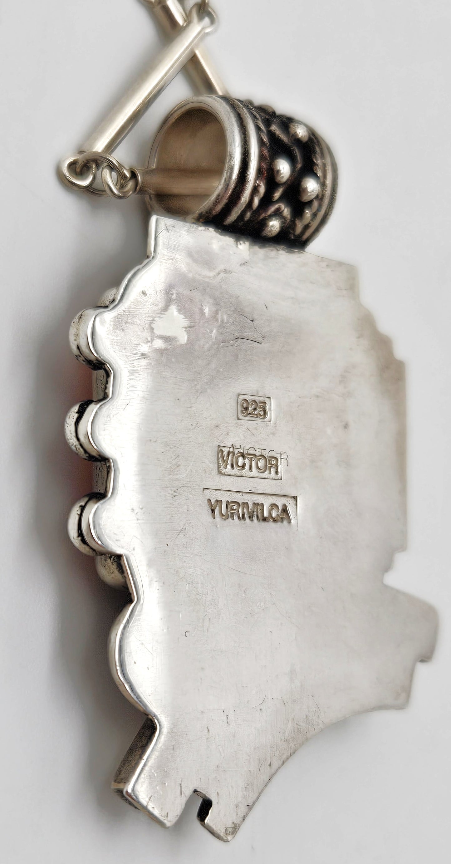 OOAK Victor Yurivilca Sterling Spiny Oyster Abstract Large Statement Necklace, silver, multicolor, orange - image 6 of 9