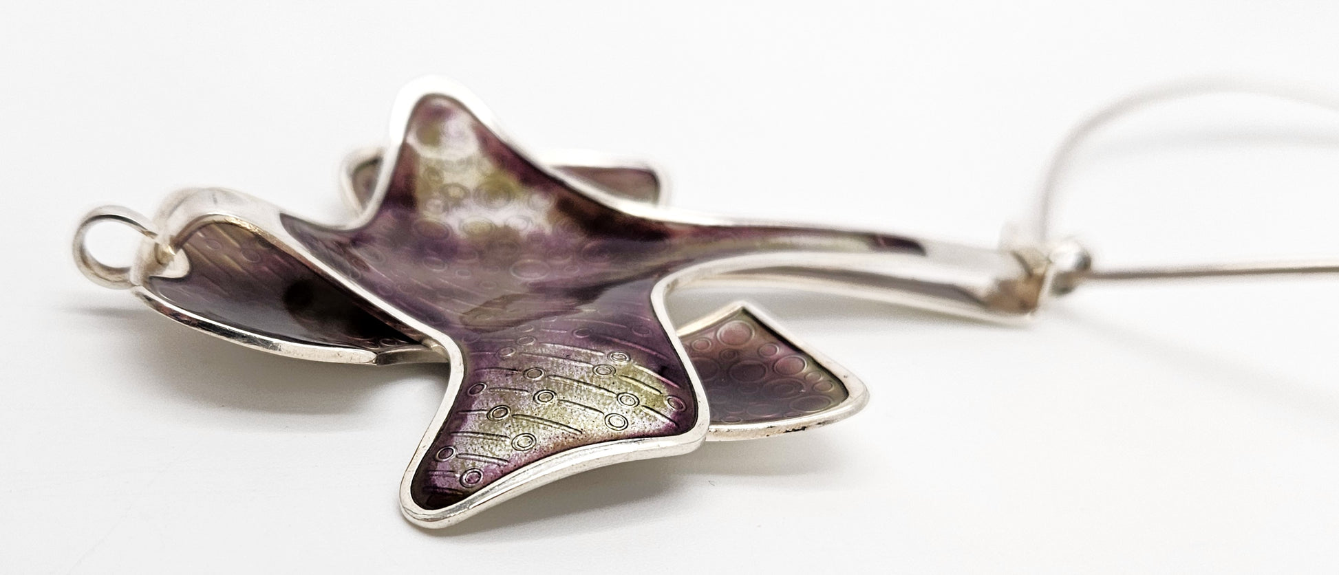 David Andersen BSO Norway 925 Enamel Modernist Statement Necklace 1960s, multicolor, silver, purple - image 5 of 10