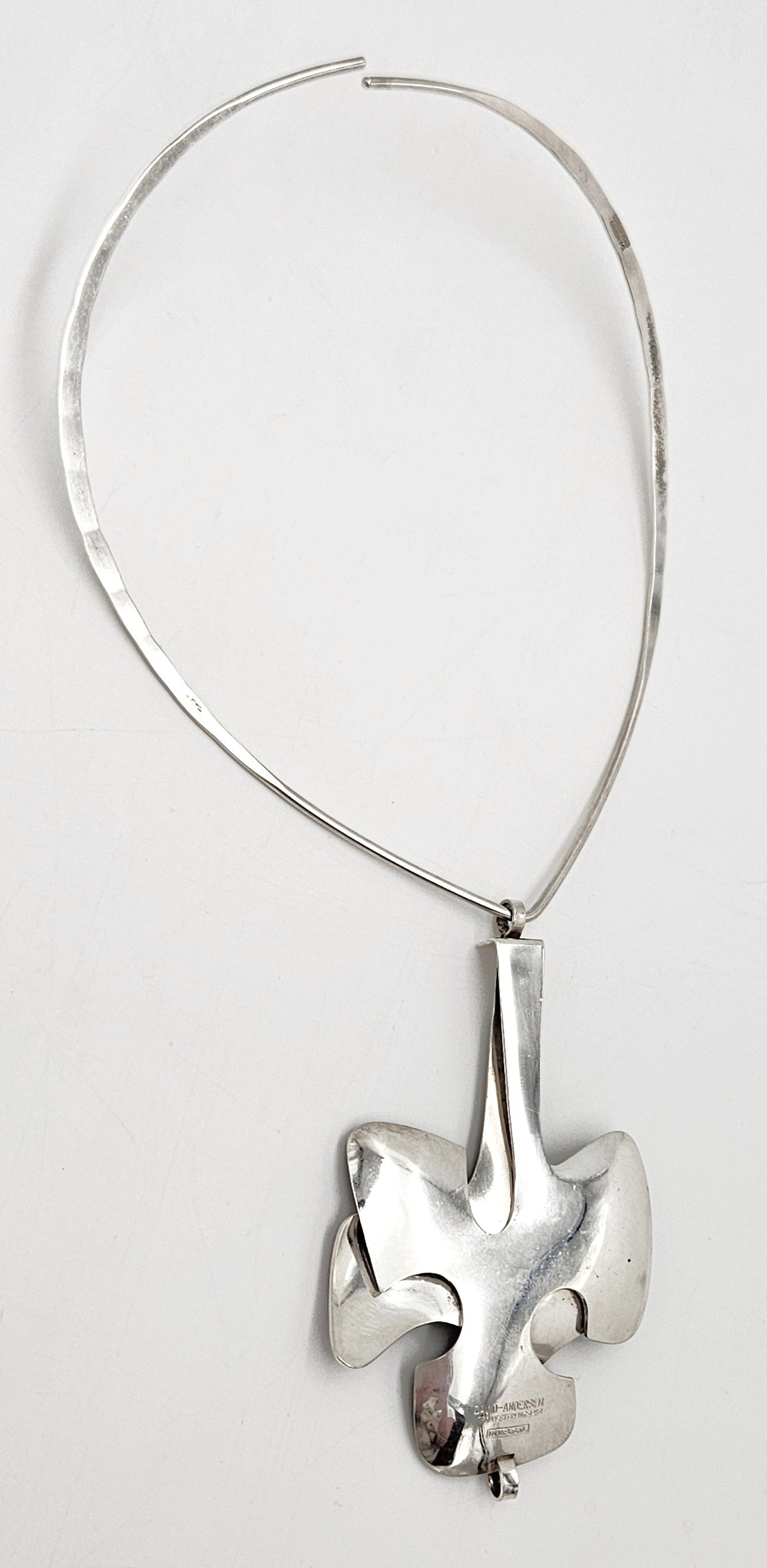 David Andersen BSO Norway 925 Enamel Modernist Statement Necklace 1960s, multicolor, silver, purple - image 6 of 10