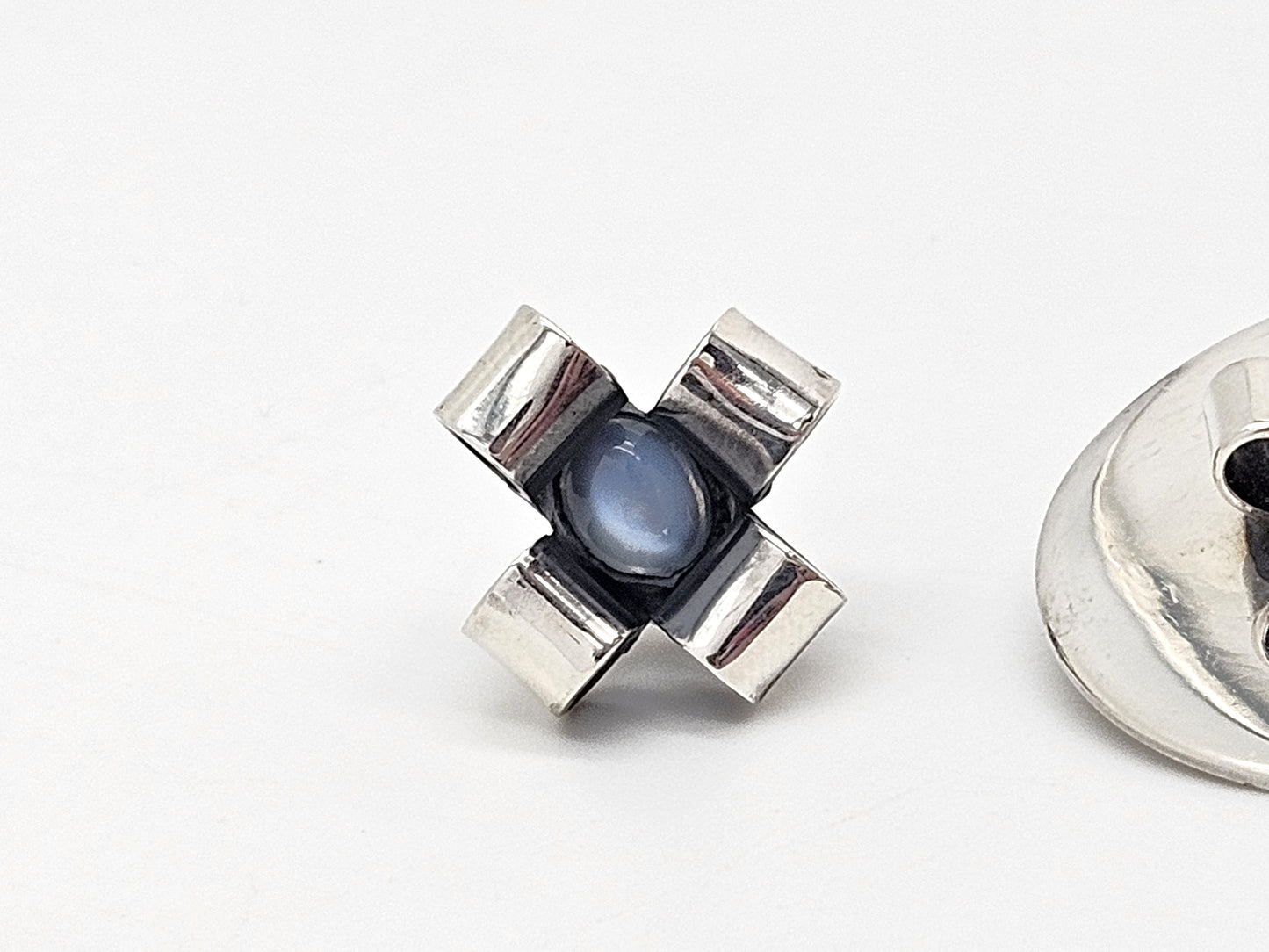 Superb Rare Sam Kramer Sterling Moonstone Brooch Earrings Demi Parure Set, multicolor, silver, sterling silver - image 5 of 10