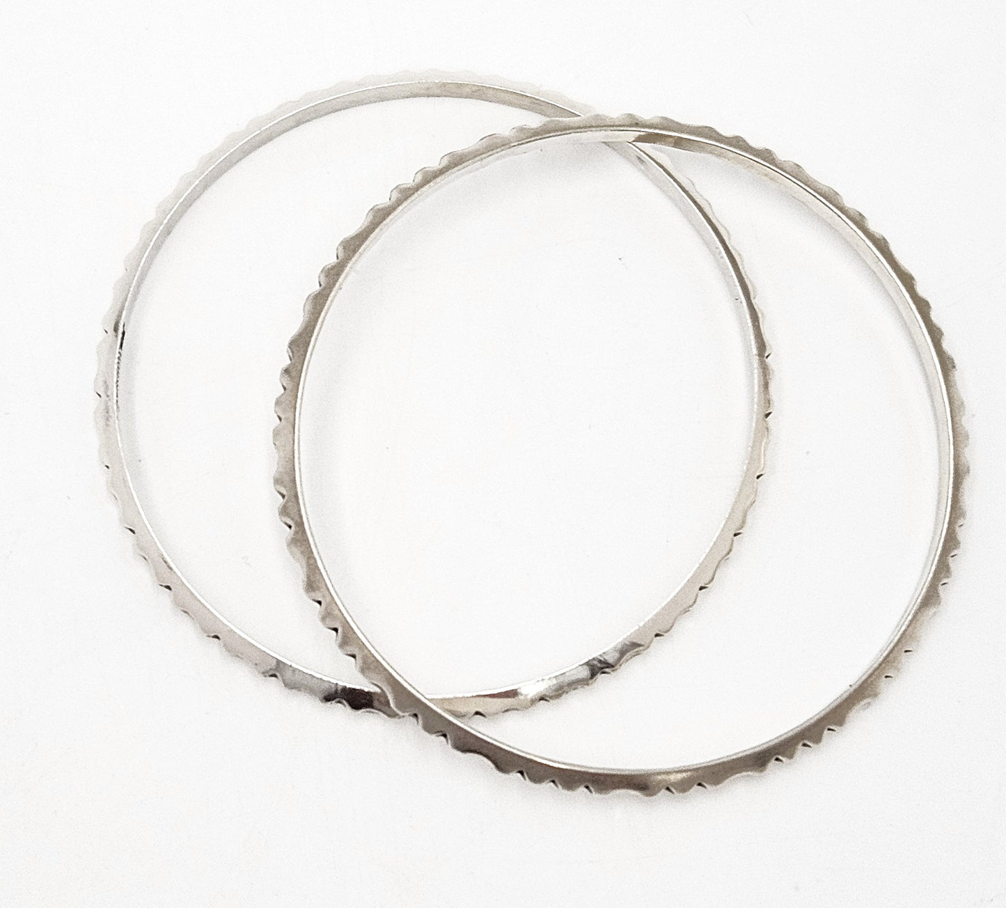 Norway+ Designs Erling Christoffersen Rare Set/2 Sterling Ridged Bangles 1960s, silver, black, sterling silver - image 3 of 6