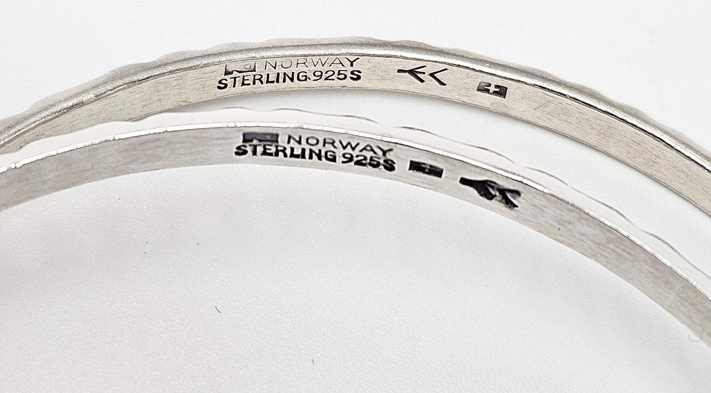 Norway+ Designs Erling Christoffersen Rare Set/2 Sterling Ridged Bangles 1960s, silver, black, sterling silver - image 5 of 6