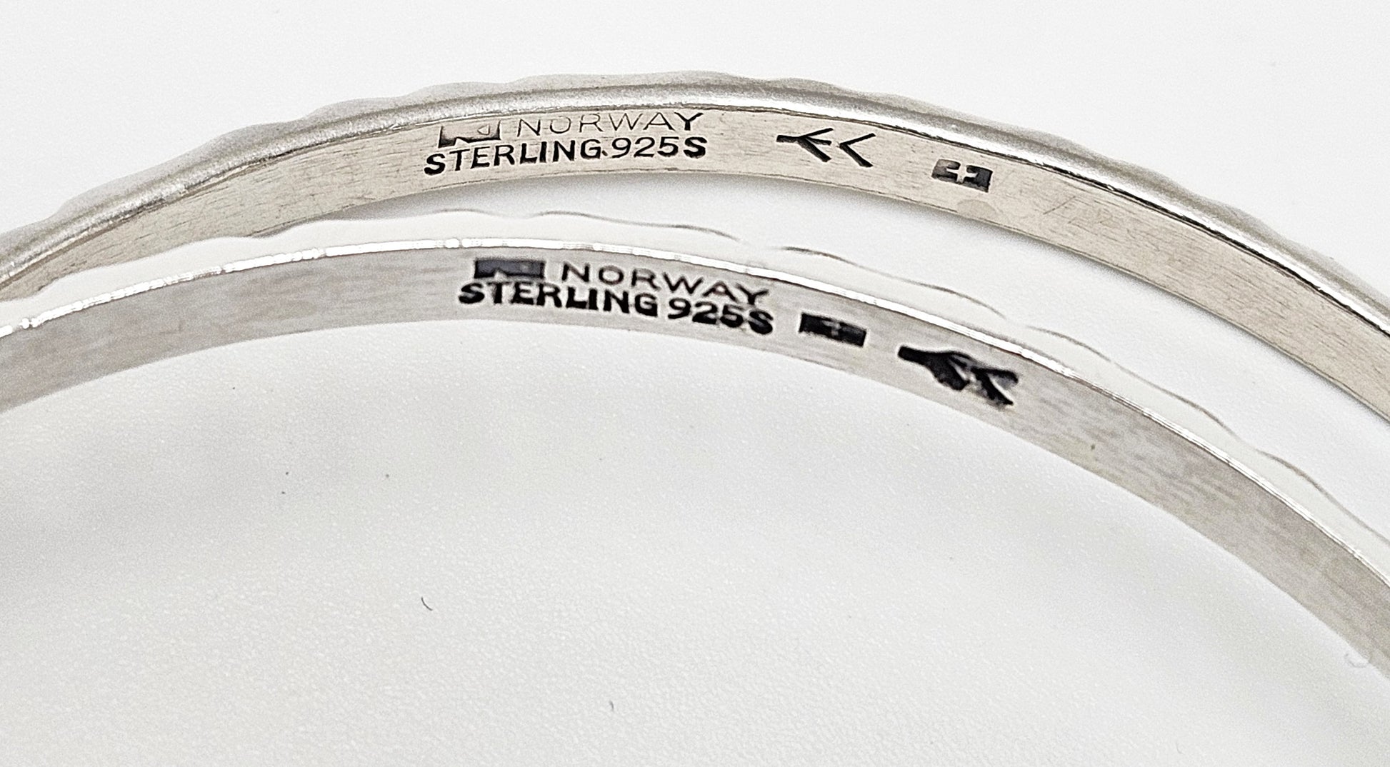 Norway+ Designs Erling Christoffersen Rare Set/2 Sterling Ridged Bangles 1960s, silver, black, sterling silver - image 5 of 6