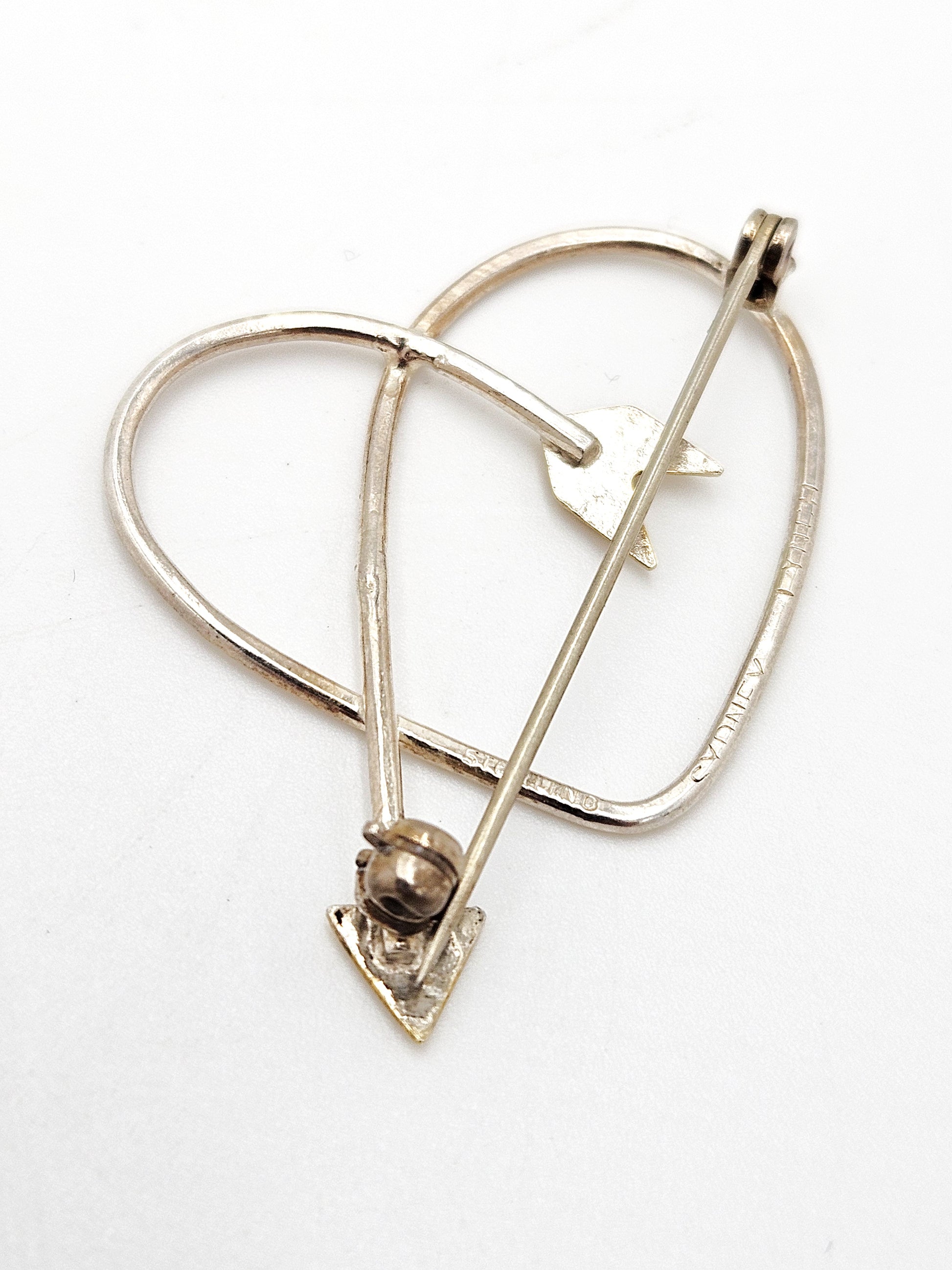Superb Designer Sydney Lynch Sterling & 22k Gold Heart Shaped Arrow Brooch, silver, multicolor, sterling silver - image 6 of 8