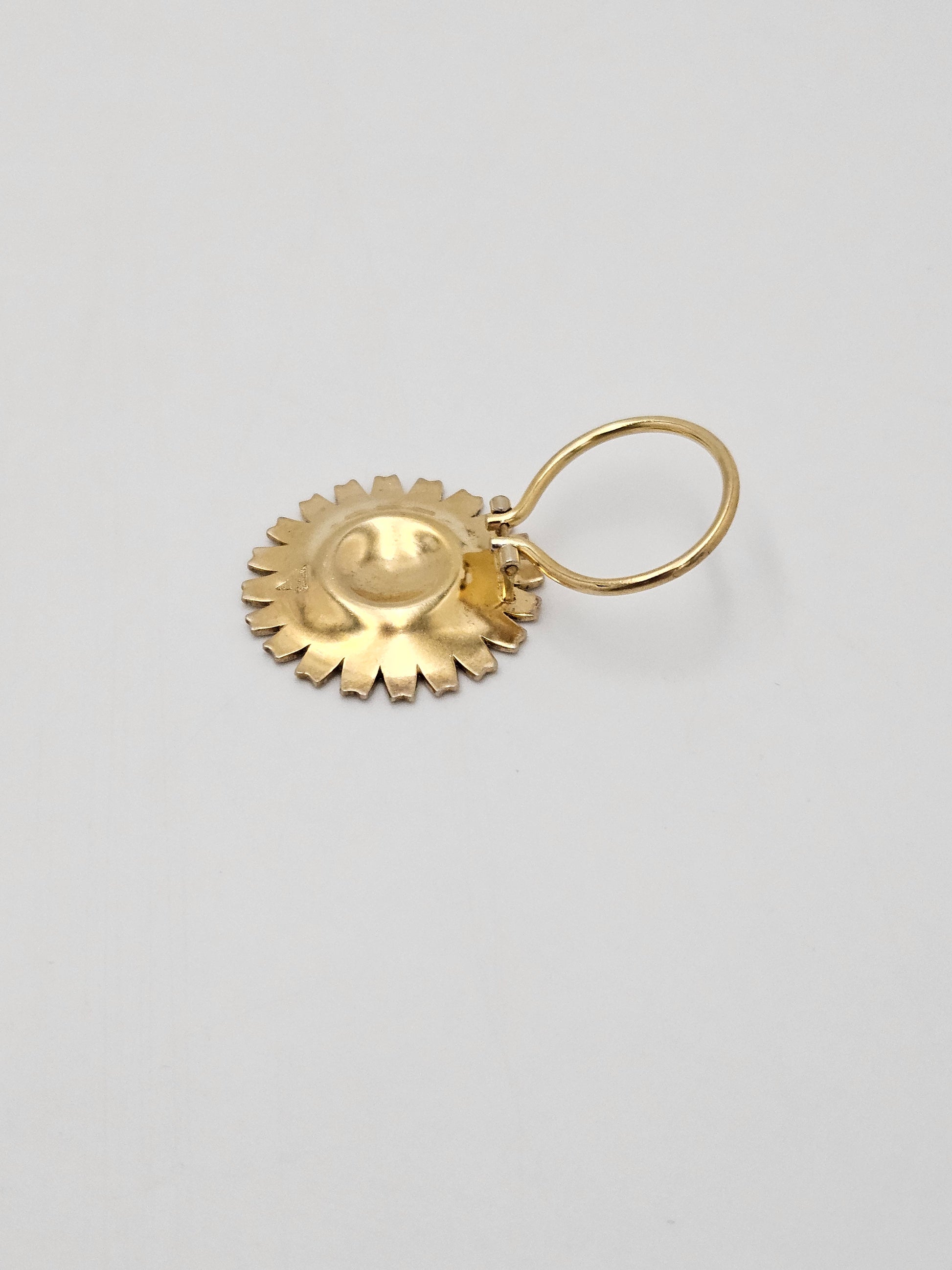 Anton Michelsen Denmark sterling silver enamel Daisy Flower Brooch Scarf Clip 1940s, view 4 of 10