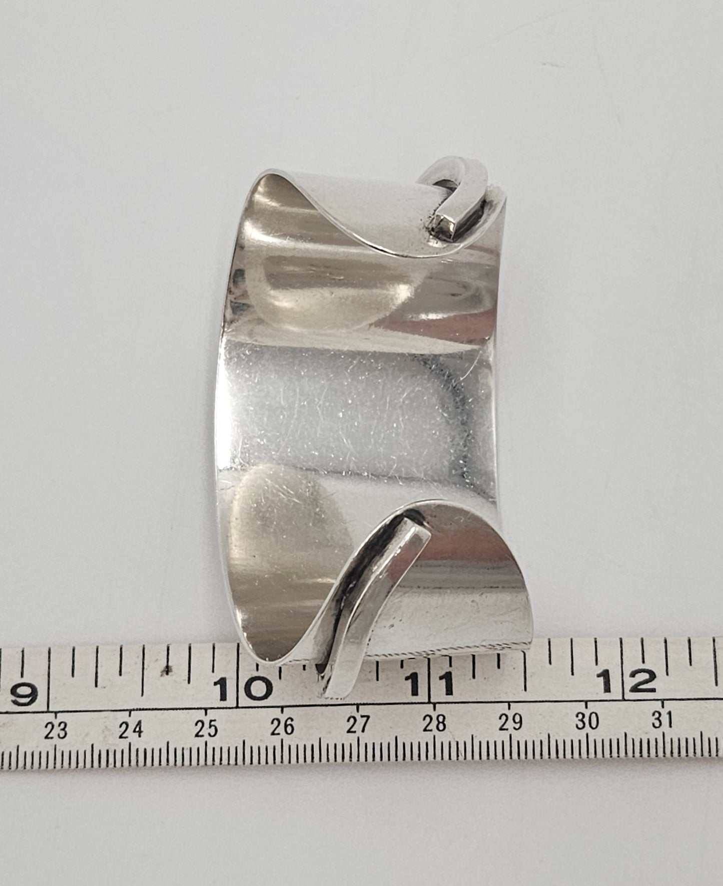 Designer Henry Steig sterling silver abstract modernist Studio Cuff 1950s, view 8 of 8