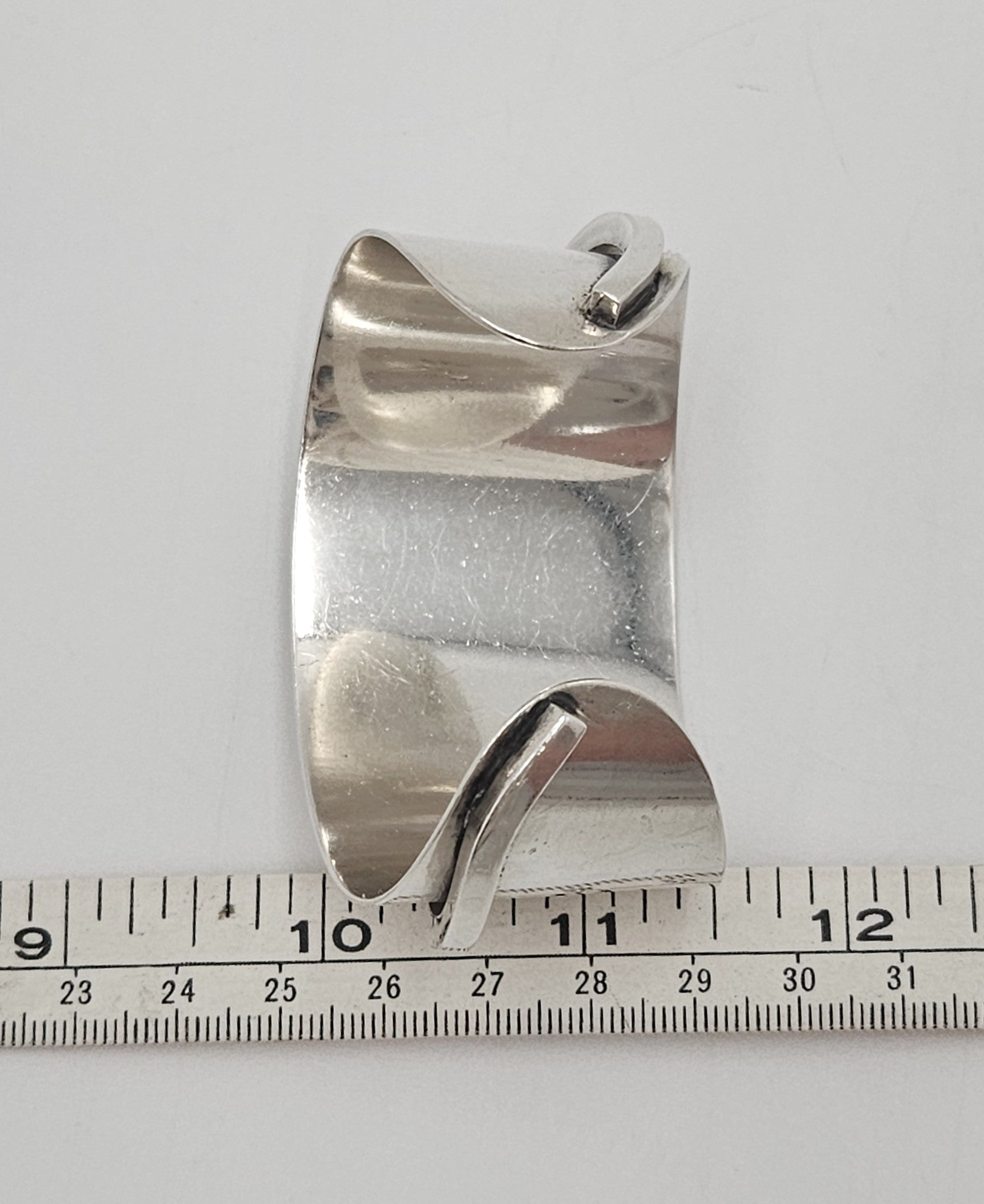 Designer Henry Steig sterling silver abstract modernist Studio Cuff 1950s, view 8 of 8