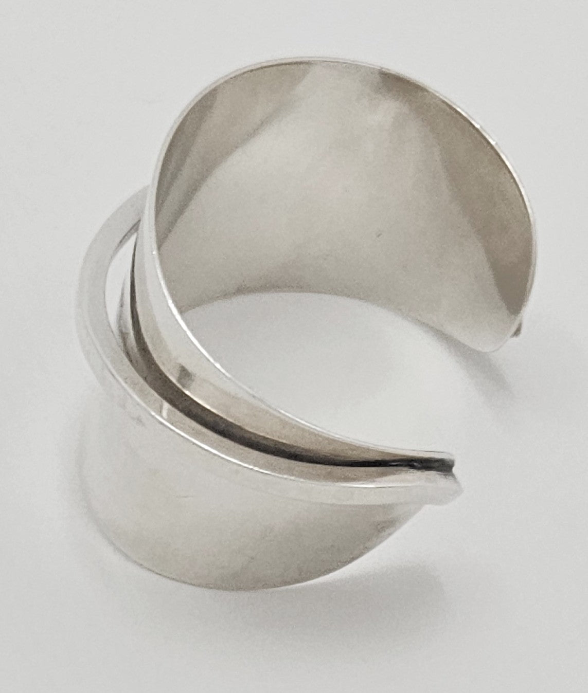 Designer Henry Steig sterling silver abstract modernist Studio Cuff 1950s, view 3 of 8