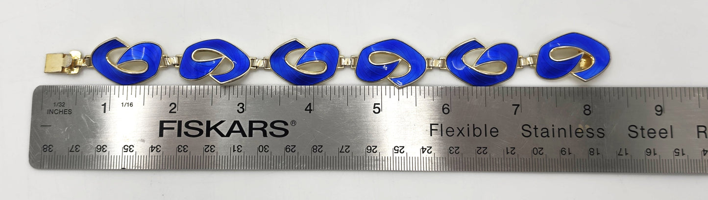 Brazalete de eslabones panel Art Deco de plata y esmalte negro Ivar Holth Noruega años 40