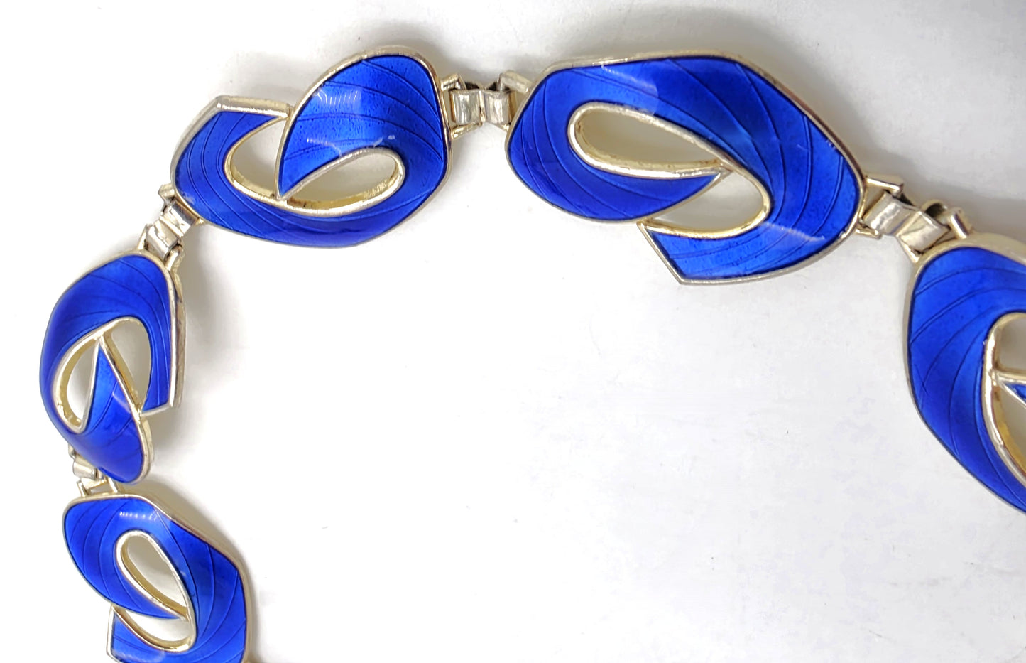 Brazalete de eslabones panel Art Deco de plata y esmalte negro Ivar Holth Noruega años 40