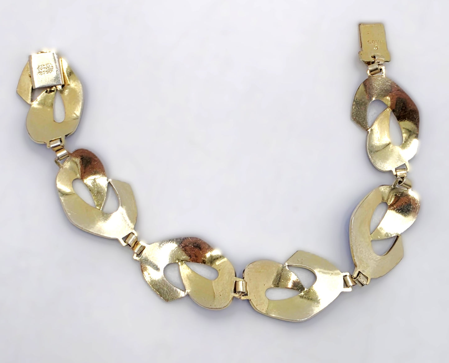 Brazalete de eslabones panel Art Deco de plata y esmalte negro Ivar Holth Noruega años 40
