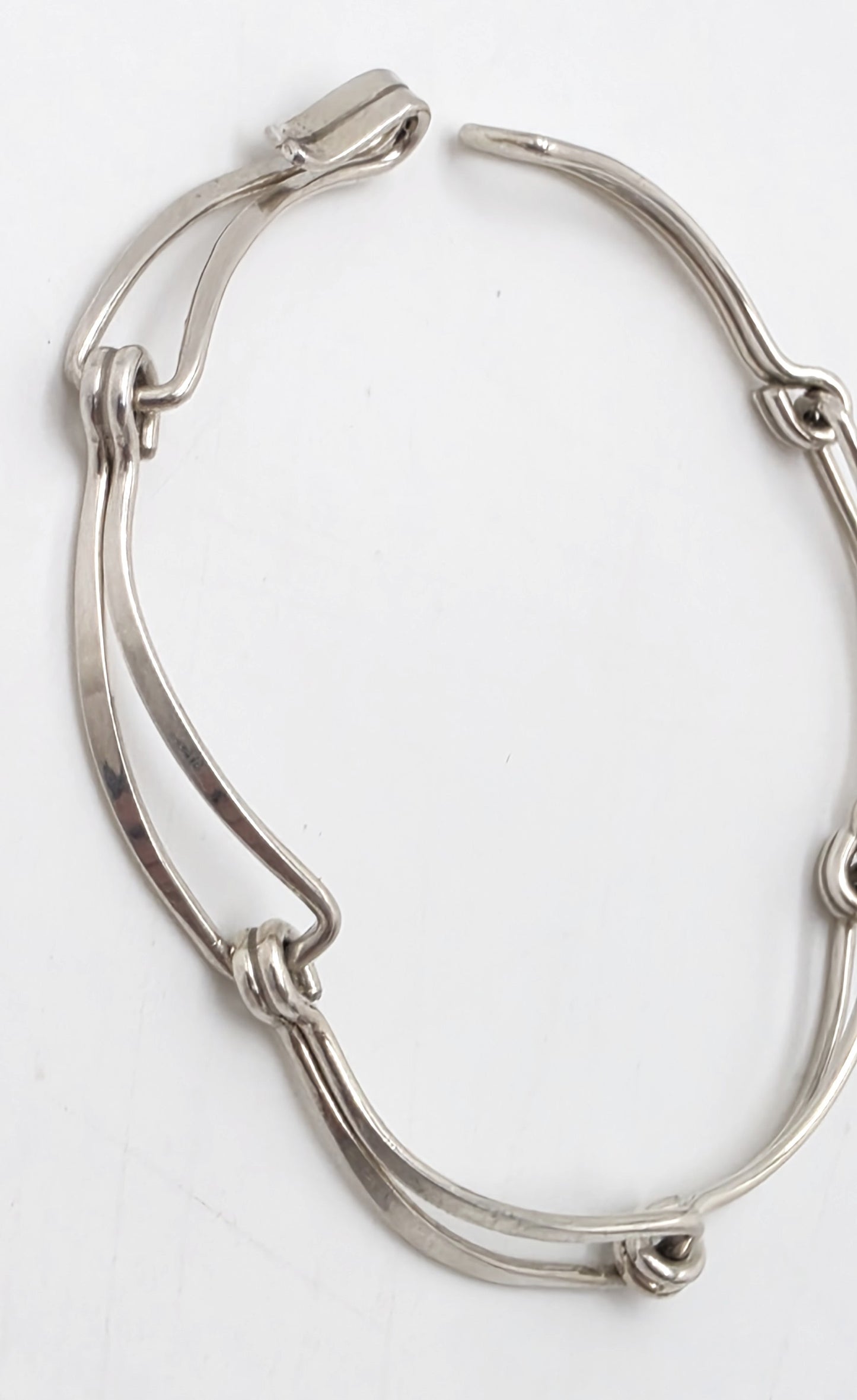 Designer Ed Levin Sterling Sølv Armbånd med 2 Lag og Led, 1980'erne