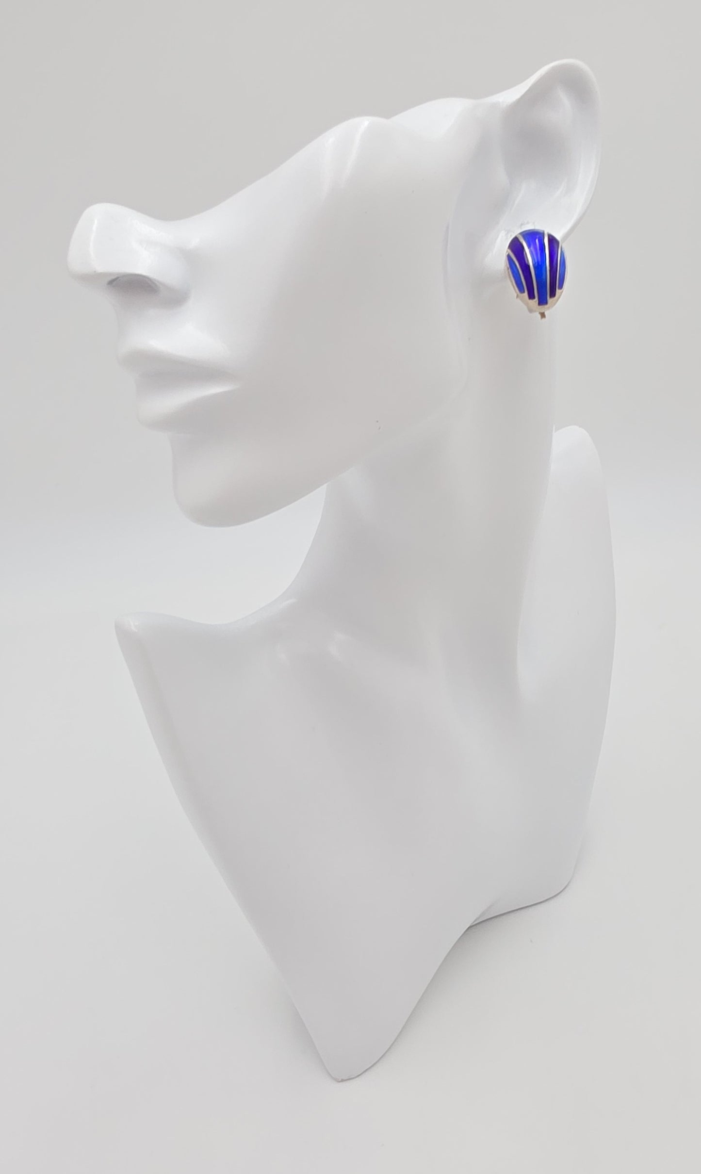 David Andersen Norge Sterling & Guilloché Emalje Modernistiske Øreringe 1960'erne