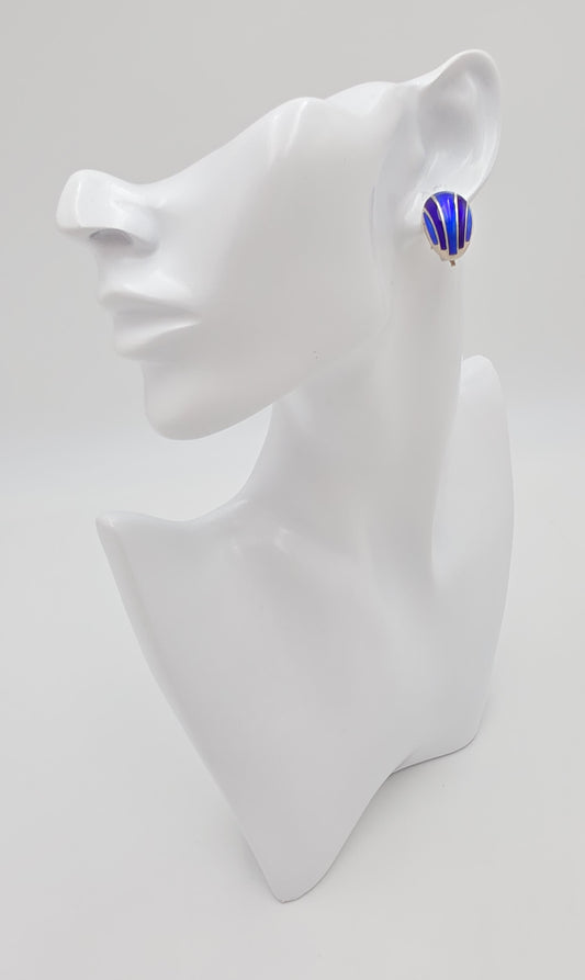David Andersen Norge Sterling & Guilloché Emalje Modernistiske Øreringe 1960'erne