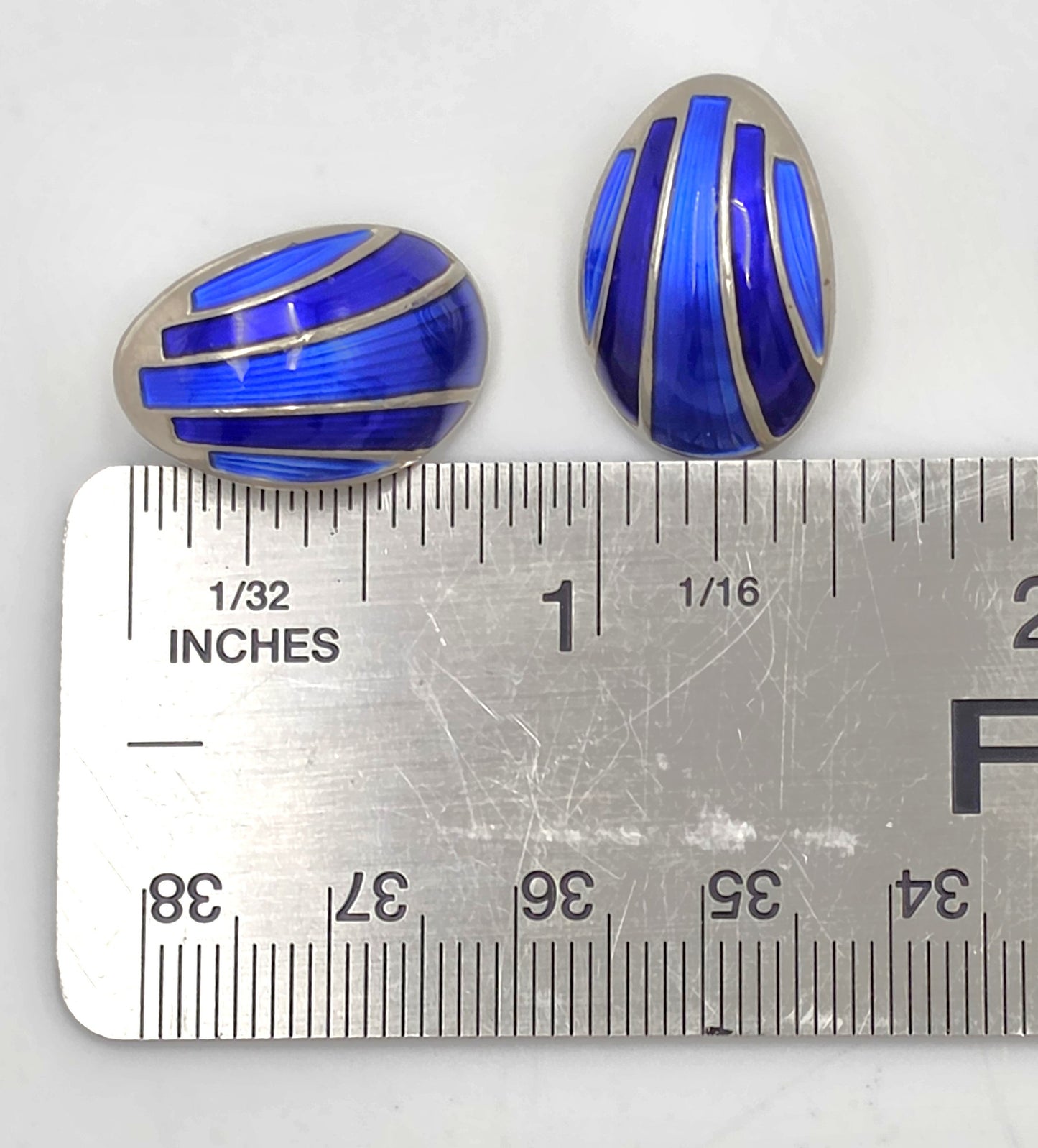 David Andersen Norge Sterling & Guilloché Emalje Modernistiske Øreringe 1960'erne