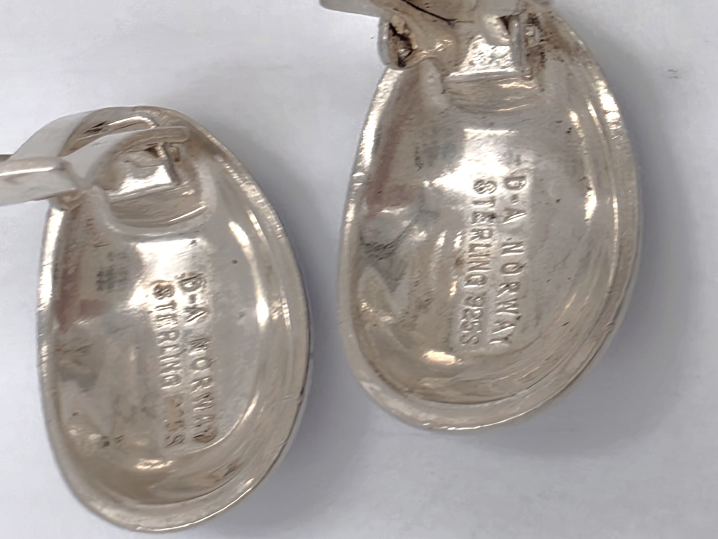 David Andersen Norge Sterling & Guilloché Emalje Modernistiske Øreringe 1960'erne