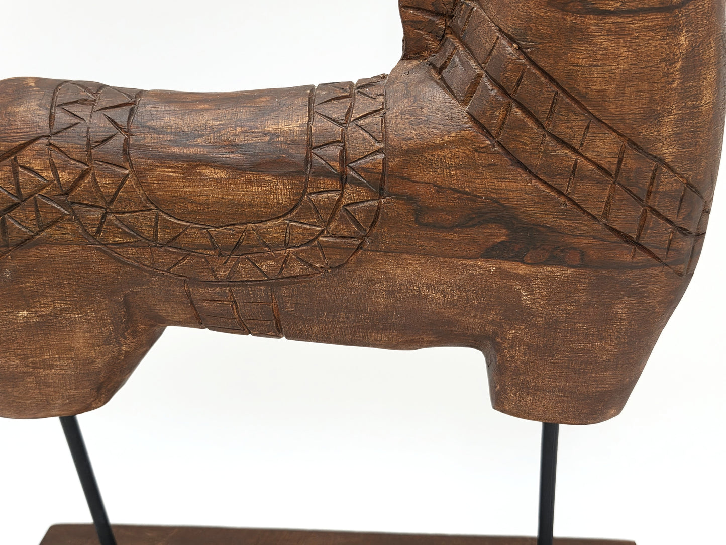 Tall Rustic Scandinavian Nordic Style Carved Solid Wood Folk Art Horse Sculpture