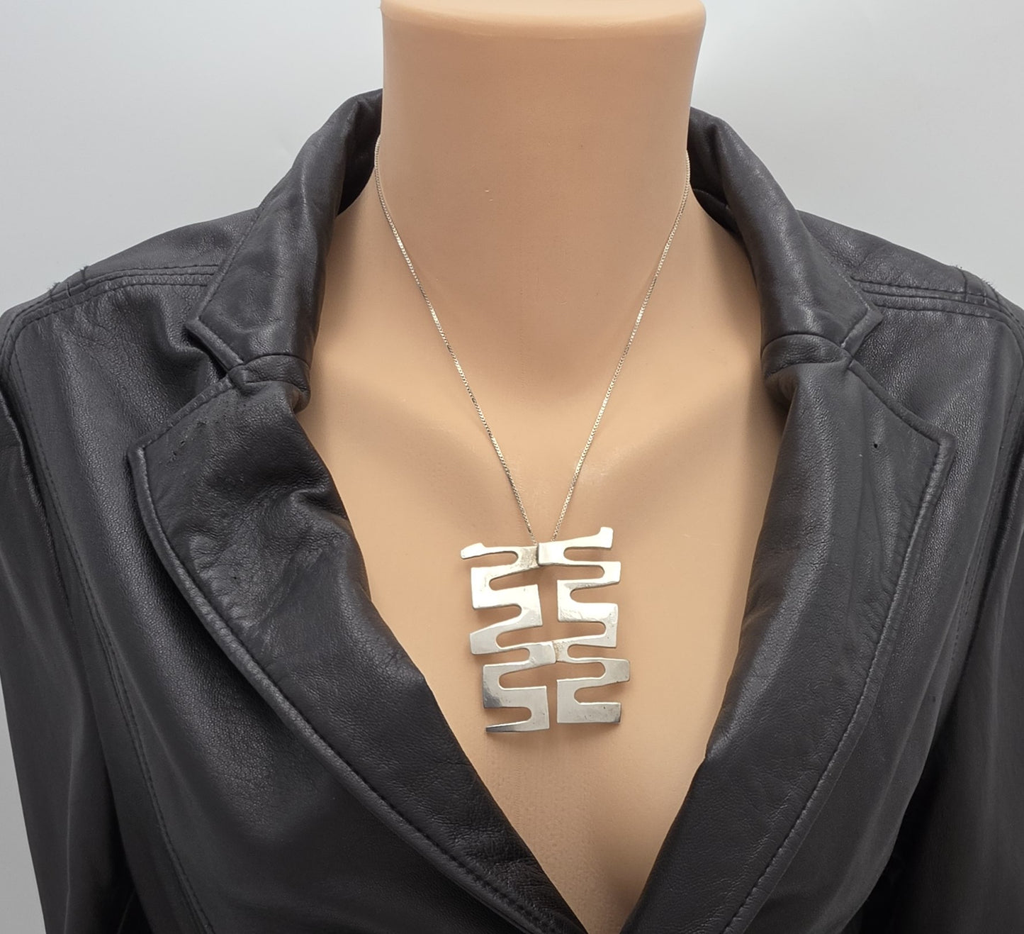 Vintage Sterling Abstract Geometric Modernist Hefty Bold Statement Necklace