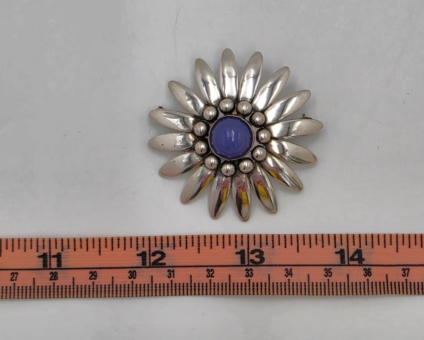 Rare Bjorklund Brdr.B Denmark Sterling Chalcedony 3D Flower Brooch C. 1960s