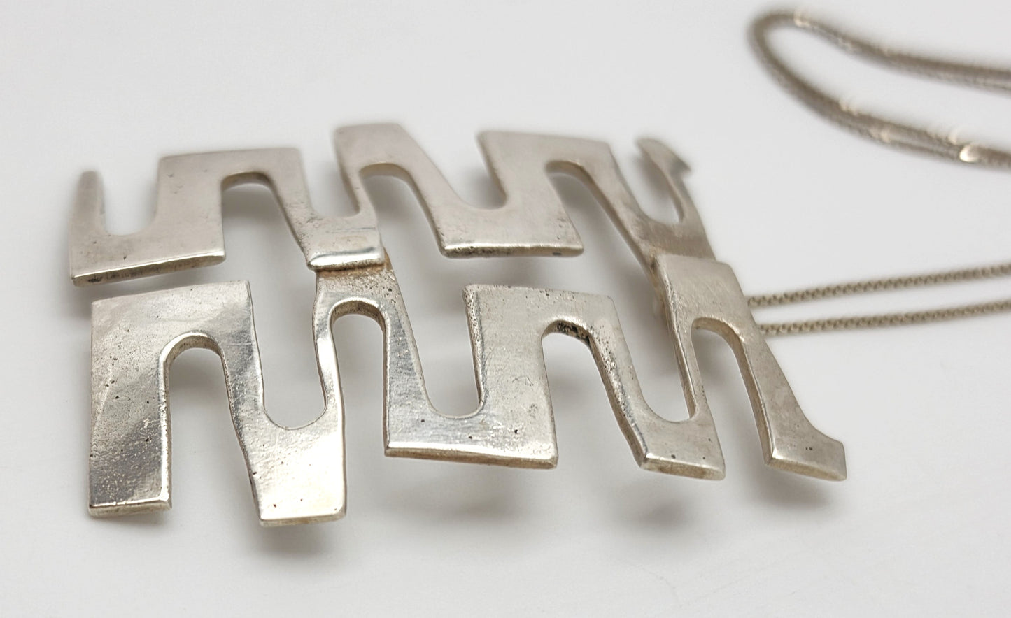 Vintage Sterling Abstract Geometric Modernist Hefty Bold Statement Necklace
