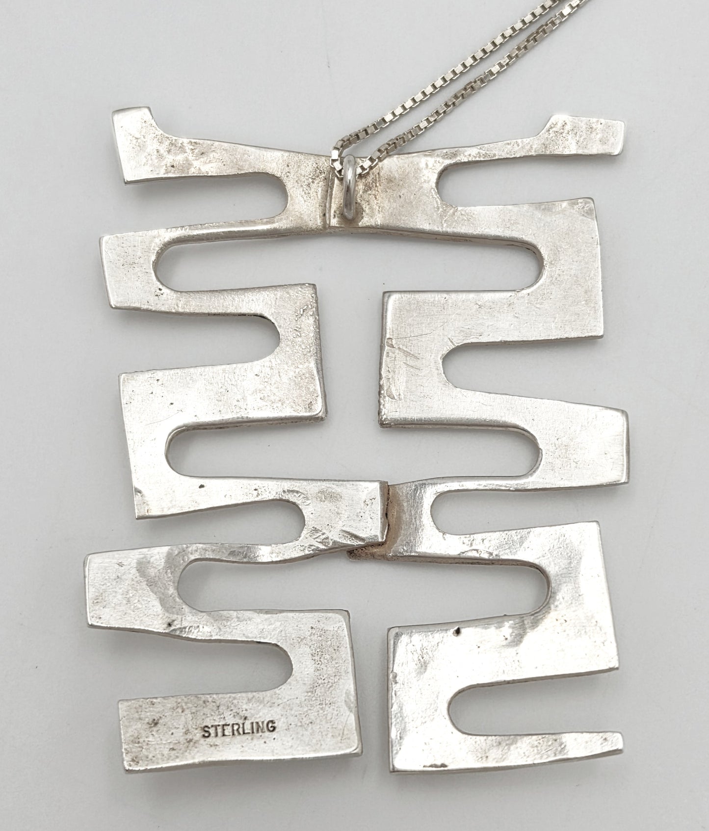 Vintage Sterling Abstract Geometric Modernist Hefty Bold Statement Necklace