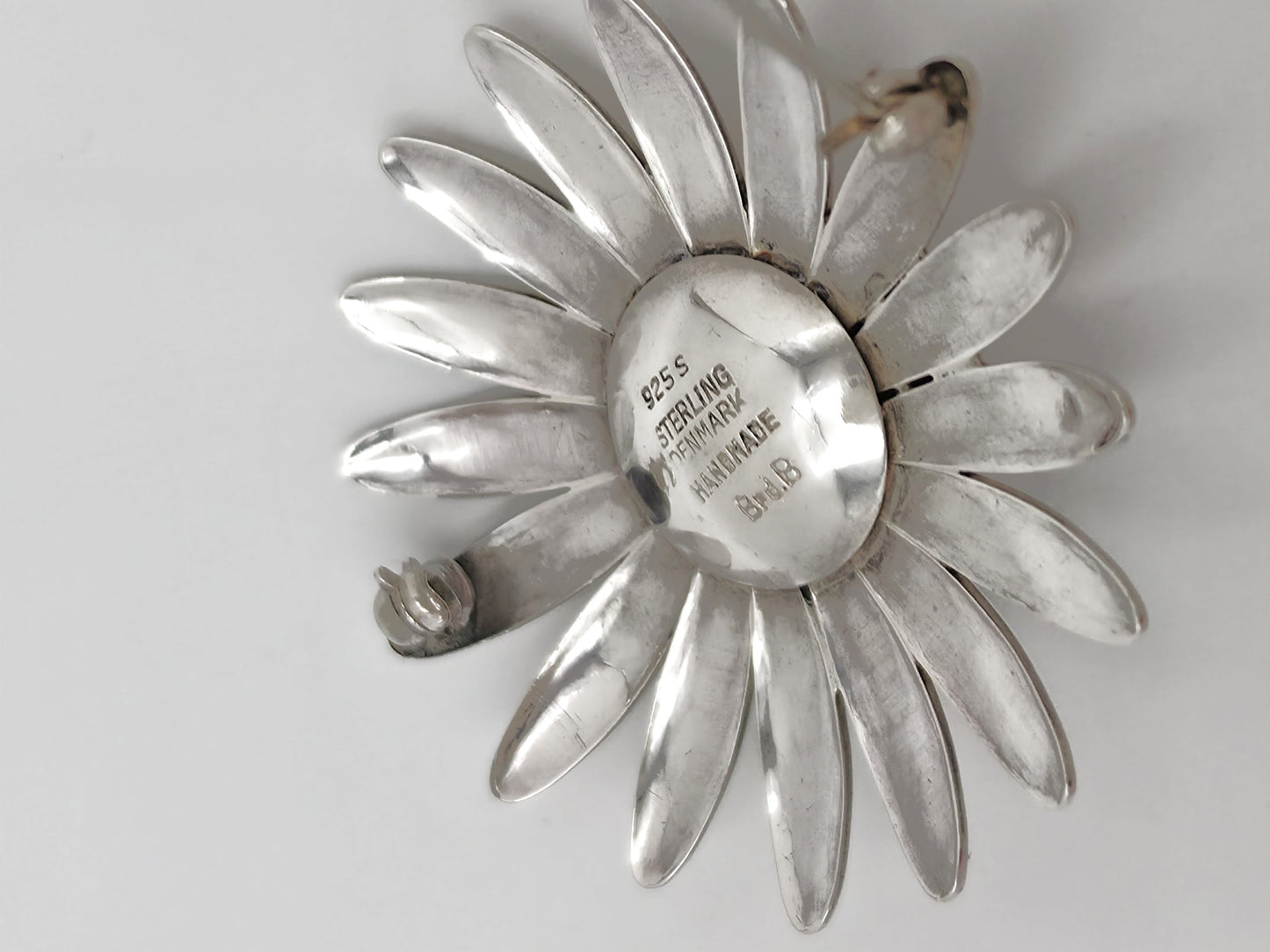 Rare Bjorklund Brdr.B Denmark Sterling Chalcedony 3D Flower Brooch C. 1960s