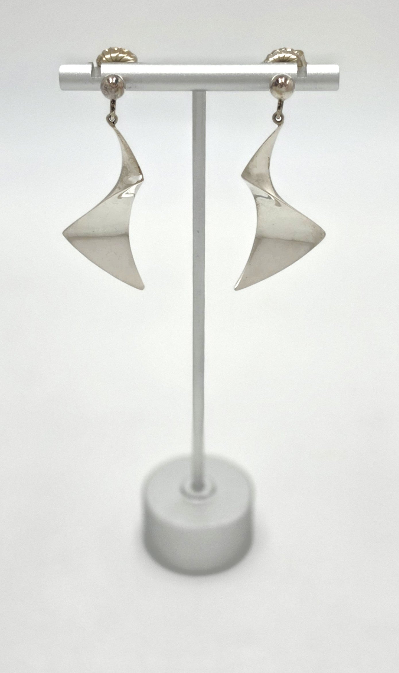 VERY RARE Russell Secrest Sterling Modernist Long Drop Dangle Earrings 1960s